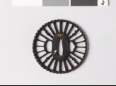 Tsuba with chrysanthemum florets and karigane, or flying geese