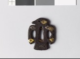 Tsuba in the shape of a bird and with karahana, or Chinese flowers