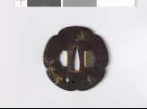 Lobed tsuba with butterflies, a toad, and a gourd-vine (EAX.10197)