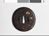 Tsuba with stream and plants