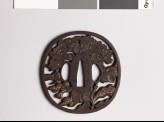 Tsuba with peony plant and dewdrops