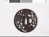 Round tsuba with Cissus leaves