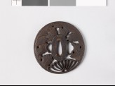 Tsuba with chrysanthemum and an aster flower