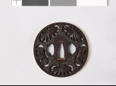 Tsuba with chrysanthemum leaves and scrolling stems