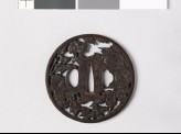 Round tsuba with peonies and dew drops (EAX.10380)