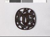 Tsuba with sparrows and butterflies