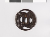 Round tsuba in the form of two aoi, or hollyhock leaves