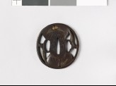 Tsuba with two aoi, or hollyhock leaves