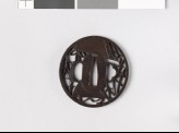 Tsuba with reed blind, court fan, and pine needles