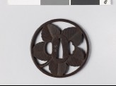 Round tsuba with paper mulberry leaf