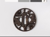 Round tsuba with chrysanthemum flowers and leaves (EAX.10610)