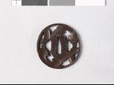 Tsuba with a riding crop and two ends of a saddle