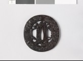 Tsuba with dragons amongst waves and clouds