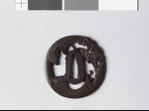 Tsuba with a scroll and the god Kwanu's spear