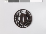 Tsuba with fisherman's net and wild geese