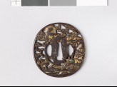 Tsuba depicting five warriors fighting during the Gempei wars
