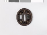 Tsuba with dragons and five Precious Objects amid scrollwork