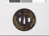 Round tsuba with autumn flowes and insects
