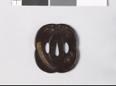 Tsuba with maple branch and tanzaku, or poem card, with a poem by Sugawara no Michizane