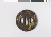 Tsuba depicting the Chinese sage Bukan Zenji with his tiger familiar