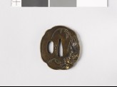 Tsuba with an egret and crow on a willow tree