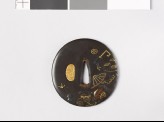 Lenticular tsuba with takaramono, or precious things