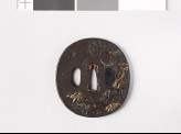 Tsuba with horses in a landscape