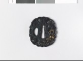 Tsuba depicting a drake and duck by a frozen pool
