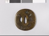 Lenticular tsuba with Platycodon plants, butterflies, and dragonflies