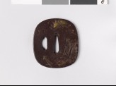 Tsuba with maple leaf, pine needles, and butterflies (EAX.11250)