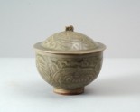 Greenware bowl and lid with floral decoration (LI1301.173)
