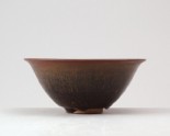 Black ware tea bowl with 'hare's fur' glazes