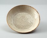White ware dish with a goose and lotus flowers