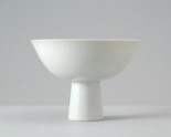White ware stem bowl with lotus decoration