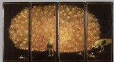 Screen with peacock and peahen