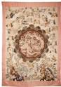 Silk hanging or tablecloth with pheasants, birds, and a roundel depicting dragons