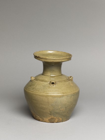 Greenware vase, or hu, with dish-shaped mouthoblique
