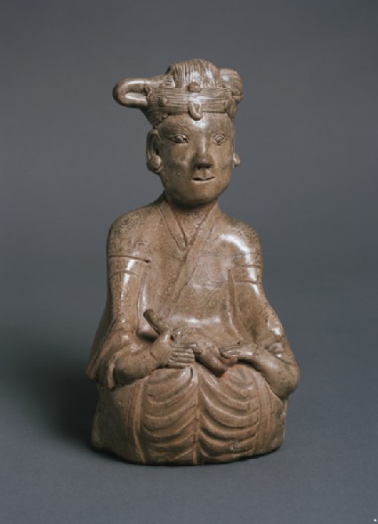 Greenware burial figure of woman and childfront