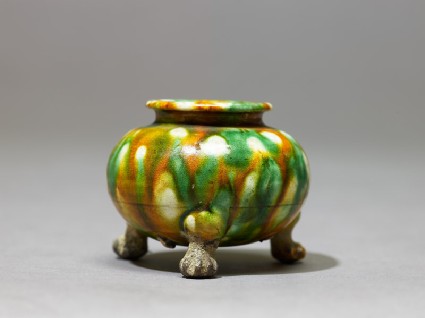 Tripod jar with three-colour glazeside
