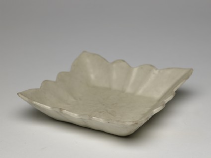 White ware dish with lotus flowersoblique