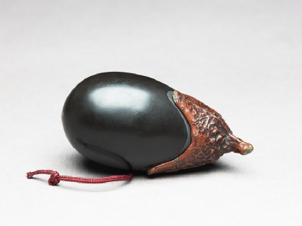 Netsuke in the form of an aubergineoblique