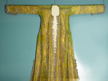 Ceremonial court dress with flowering plants, probably a wedding gownfront