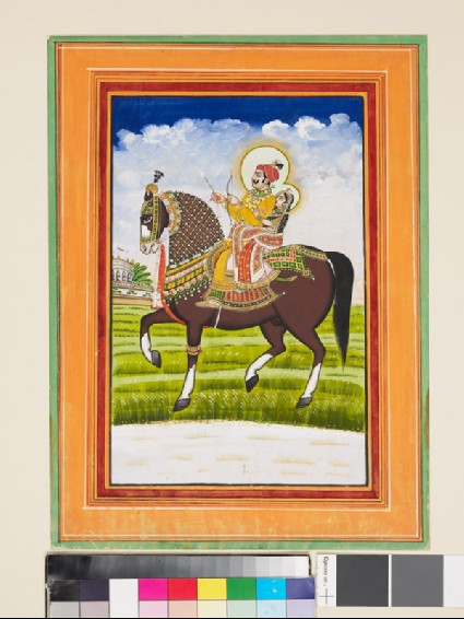Equestrian portrait of a Raja and his consortfront