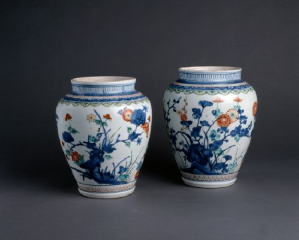 Baluster jar with floral decorationgoup