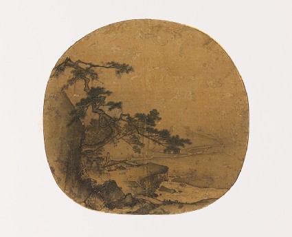Man playing a qin beneath a pine treefront