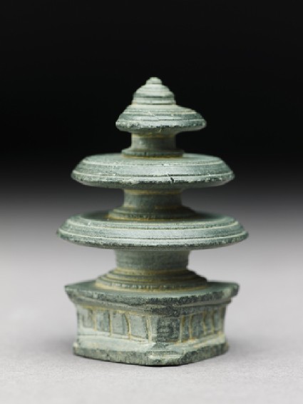 Harmika finial of a reliquary in the form of a stupaoblique