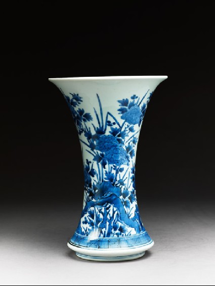 Vase with peonies and chrysanthemumsside