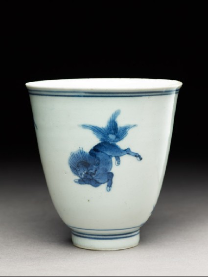 Cup with a shishi, or lion dogoblique