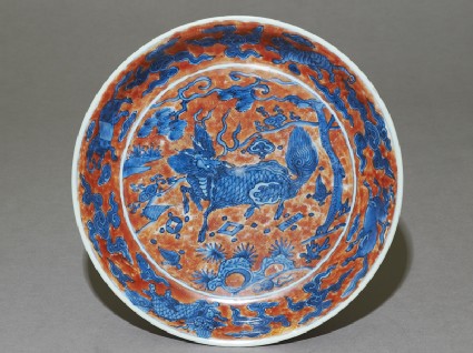 Dish with a kylin, or horned creaturetop
