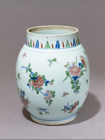 Jar with flowers and insectsoblique